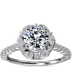 14k 白金The Ritz 圓形光環鑽石訂婚戒指（3/8 克拉總重量）